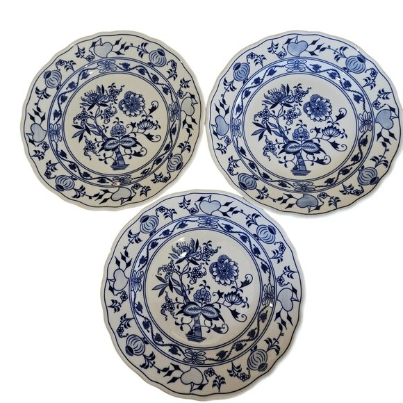 3 Czechoslovakia Blue Onion Dinner Plates 9.5" original Zwiebelmuster porcelain - Picture 6 of 8